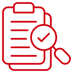 Icône de documents et loupe avec coche, transparence