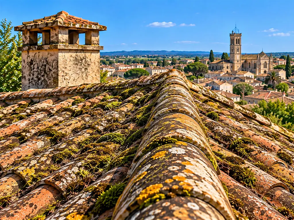 Toiture avant nettoyage à Montpellier