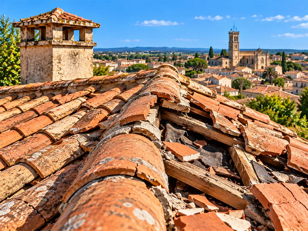 Toiture avant nettoyage à Montpellier