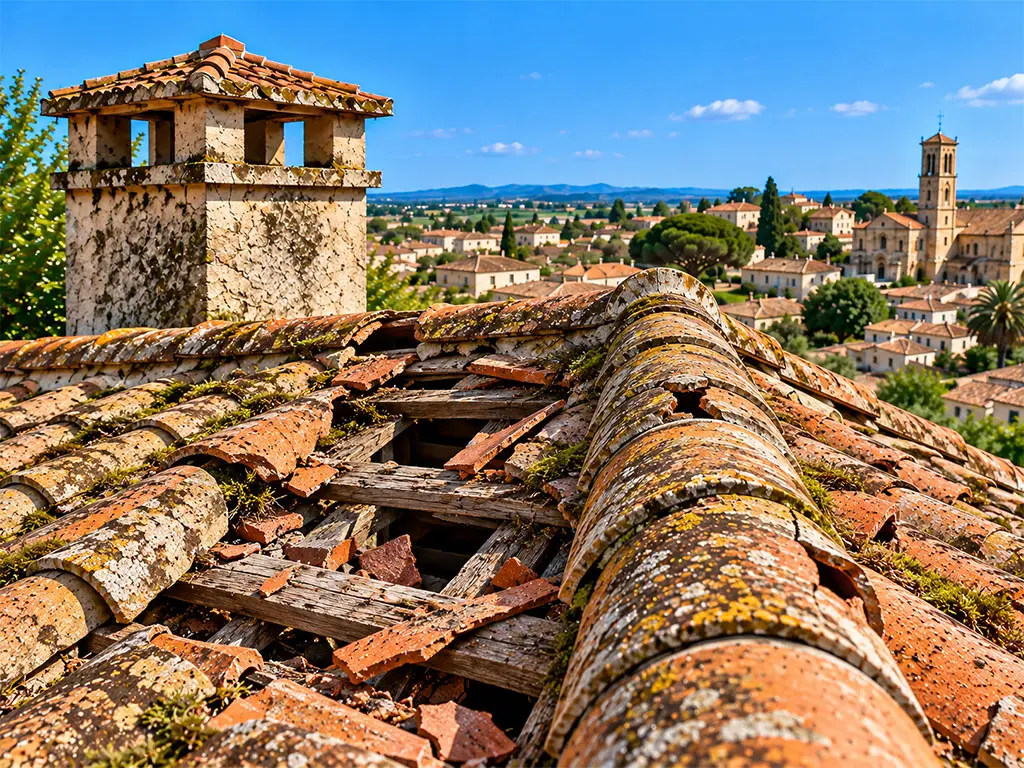 Toiture avant nettoyage à Montpellier
